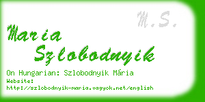 maria szlobodnyik business card